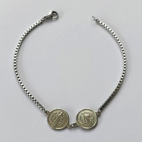 PULSEIRA EM AÇO INOXIDÁVEL - PINGENTE SÃO BENTO 12MM - TAMANHO - 19CM - COMPOSIÇÃO: AÇO INOXIDÁVEL - (AÇO1502)ACPS000619