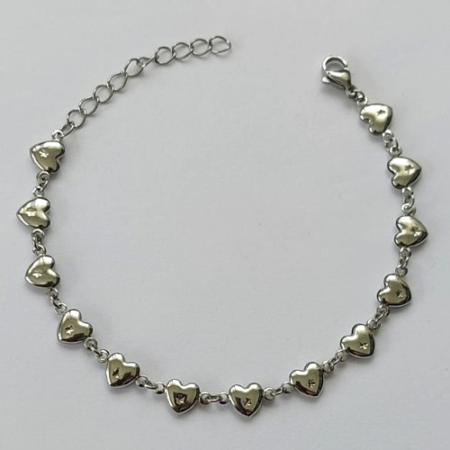 PULSEIRA EM AÇO INOXIDÁVEL - PINGENTES CORAÇÕES - TAMANHO - 17CM -  + EXTENSOR COMPOSIÇÃO: AÇO INOXIDÁVEL - (AÇO1503)ACPS000620