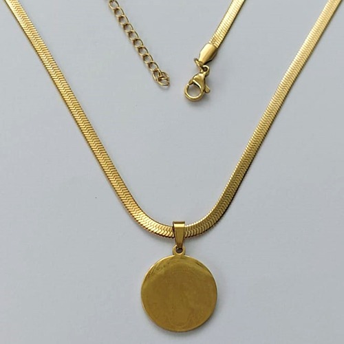 GARGANTILHA EM AÇO INOXIDÁVEL DOURADO - GARGANTILHA COM CORRENTE LACRAIA NOSSA SÃO BENTO 17MM FECHO LAGOSTA + EXTENSOR - TAMANHO: 40CM - COMPOSIÇÃO: AÇO INOXIDÁVEL - (AÇO1562)ACGG000299