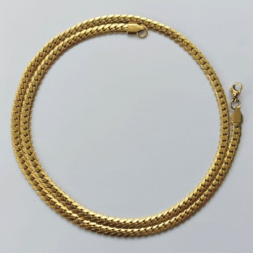 CORRENTE EM AÇO INOXIDÁVEL DOURADO  - CORRENTE 50CM LARGURA 4MM FECHO LAGOSTA COMPOSIÇÃO: AÇO INOXIDÁVEL - (AÇO1578) ACCR000172