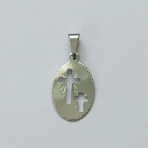 PINGENTE EM AÇO INOXIDÁVEL- PINGENTE OVAL CRUCUFIXO  9X15MM - COMPOSIÇÃO: AÇO INOXIDÁVEL - (AÇO1613)ACPG000075