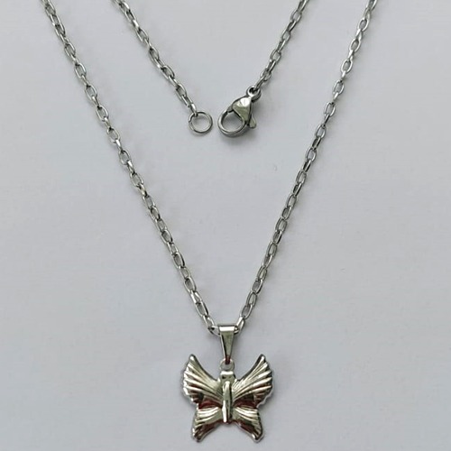 GARGANTILHA EM AÇO INOXIDÁVEL-  GARGANTILHA 50CM (AÇO12) COM PINGENTE BORBOLETA 14MM - COMPOSIÇÃO: AÇO INOXIDÁVEL - (AÇO1619) ACGG000309
