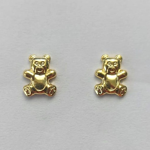 BRINCO FOLHEADO A OURO - BANHADO COM 5 MILÉSIMOS + VERNIZ DIAMOND -  BRINCO DE PINO URSINHO 6MM - (OURO246) OUBR000204
