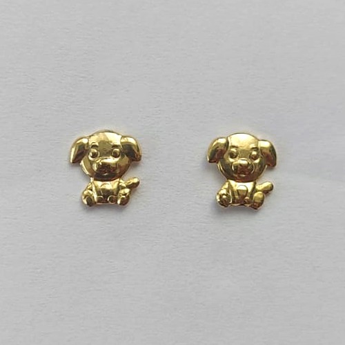 BRINCO FOLHEADO A OURO - BANHADO COM 5 MILÉSIMOS + VERNIZ DIAMOND - BRINCO DE PINO CACHORRINHO 7MM - (OURO251) OUBR000208