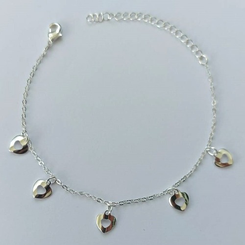 PULSEIRA FOLHEADA A PRATA COM 50 MILÉSIMOS + VERNIZ DIAMOND - PULSEIRA COM CORAÇÕES VAZADOS  - TAMANHO: 16CM + EXTENSOR E  FECHO LAGOSTA (PRA101) PRPS001107