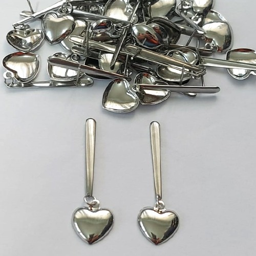 BRINCO EM AÇO INOXIDÁVEL- BRINCOS DE PINO COM PINGENTE CORAÇÃO 12MM - COMPOSIÇÃO: AÇO INOXIDÁVEL - (AÇO1756)ACBR000293