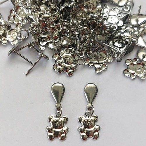 BRINCO EM AÇO INOXIDÁVEL- BRINCO DE PINO COM PINGENTE DE URSINHO 8MM - COMPOSIÇÃO: AÇO INOXIDÁVEL - (AÇO1770)ACBR000296