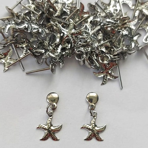 BRINCO EM AÇO INOXIDÁVEL- BRINCO DE PINO COM PINGENTE DE ESTRELA DO MAR 8MM - COMPOSIÇÃO: AÇO INOXIDÁVEL - (AÇO1769) ACBR000297