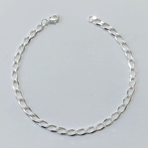 PULSEIRA FOLHEADA A PRATA COM 50 MILÉSIMOS + VERNIZ DIAMOND - PULSEIRA 20CM LARGURA 3MM PRPS001121