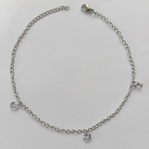 TORNOZELEIRA EM AÇO INOXIDÁVEL(CX112)- TORNOZELEIRA 25CM COM ZIRCÔNIAS REDONDA - COMPOSIÇÃO: AÇO INOXIDÁVEL - (AÇO1859) ACTO000006