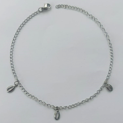 TORNOZELEIRA EM AÇO INOXIDÁVEL - TORNOZELEIRA 25CM COM BUZIOS - COMPOSIÇÃO: AÇO INOXIDÁVEL (AÇO1860) ACTO000007