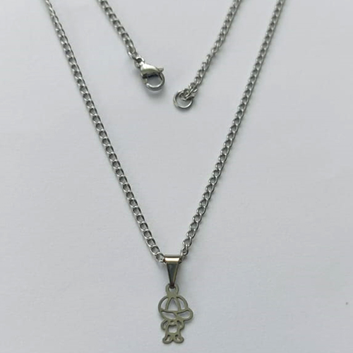 GARGANTILHA EM AÇO INOXIDÁVEL - GARGANTILHA COM CORRENTE 45CM COM PINGENTE MENINO VAZADO 12MM - COMPOSIÇÃO: AÇO INOXIDÁVEL (AÇO1863) ACGG000329
