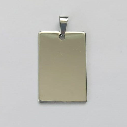 PINGENTE EM AÇO INOXIDÁVEL - PINGENTE PLAQUINHA RETANGULAR PARA GRAVAÇÃO 20X30MM - COMPOSIÇÃO: AÇO INOXIDÁVEL (AÇO1864) - ACPG000078