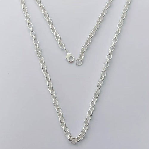 CORRENTE FOLHEADA A PRATA COM 50 MILÉSIMOS + VERNIZ DIAMOND - CORRENTE ELO PORTUGUÊS 5MM - TAMANHO: 60CM E FECHO LAGOSTA - (PRA272) PRCR000151