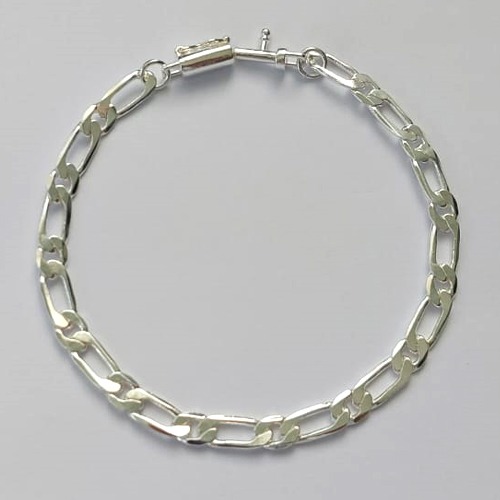 PULSEIRA FOLHEADA A PRATA COM 50 MILÉSIMOS + VERNIZ DIAMOND - PULSEIRA 1X1 19CM LARGURA 5MM - FECHO CANHÃO (PRA289) PRPS001148