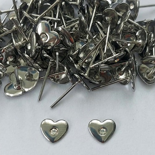 BRINCO EM AÇO INOXIDÁVEL - BRINCO DE PINO CORAÇÃO COM ZIRCÔNIA CRISTAL 7MM  - COMPOSIÇÃO: AÇO INOXIDÁVEL - (AÇO1894) ACBR000337