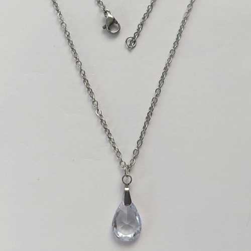 GARGANTILHA EM AÇO INOXIDÁVEL - (AÇO03) GARGANTILHA COM CORRENTE 50CM E PINGENTE EM ZIRCÔNIA CRISTAL 10X14MM - COMPOSIÇÃO: AÇO INOXIDÁVEL / ZIRCÔNIA - (AÇO1906) ACGG000340