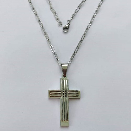 GARGANTILHA EM AÇO INOXIDÁVEL - (12753) GARGANTILHA COM CORRENTE 60CM E PINGENTE CRUCIFIXO 44MM - COMPOSIÇÃO: AÇO INOXIDÁVEL (AÇO1970) ACGG000409