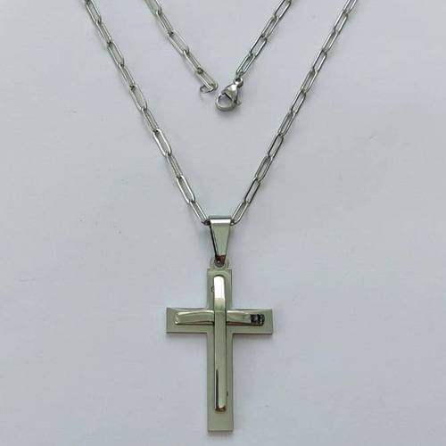 GARGANTILHA EM AÇO INOXIDÁVEL - (12753) GARGANTILHA COM CORRENTE 60CM E PINGENTE CRUCIFIXO 45MM - COMPOSIÇÃO: AÇO INOXIDÁVEL (AÇO1971) ACGG000410