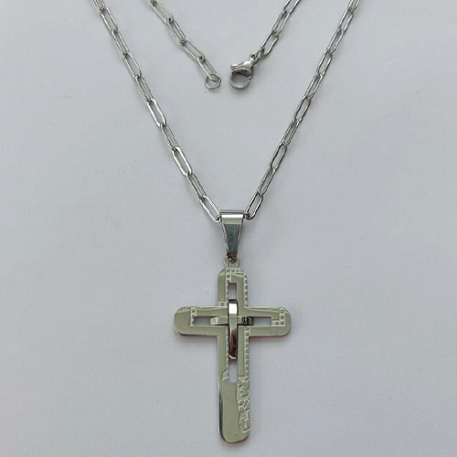 GARGANTILHA EM AÇO INOXIDÁVEL - (12753) GARGANTILHA COM CORRENTE 60CM E PINGENTE CRUCIFIXO 45MM - COMPOSIÇÃO: AÇO INOXIDÁVEL (AÇO1972) ACGG000411