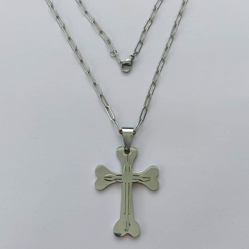 GARGANTILHA EM AÇO INOXIDÁVEL - (12753) GARGANTILHA COM CORRENTE 60CM E PINGENTE CRUCIFIXO 43MM - COMPOSIÇÃO: AÇO INOXIDÁVEL (AÇO1975) ACGG000414