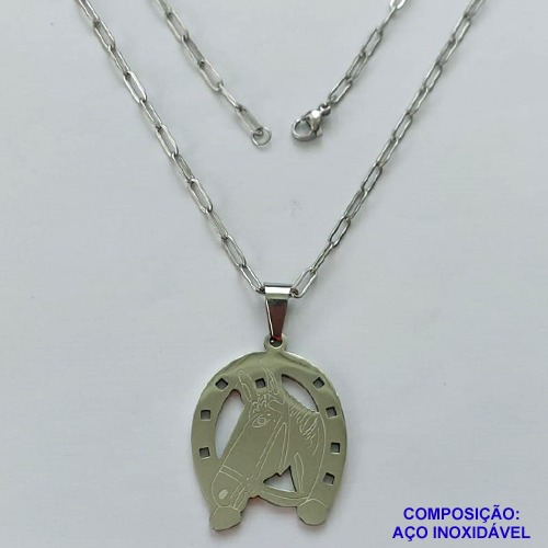 GARGANTILHA EM AÇO INOXIDÁVEL - (12753) GARGANTILHA COM CORRENTE 60CM E PINGENTE FERRADURA CAVALO 23MM - COMPOSIÇÃO: AÇO INOXIDÁVEL - (AÇO1978) ACGG000418