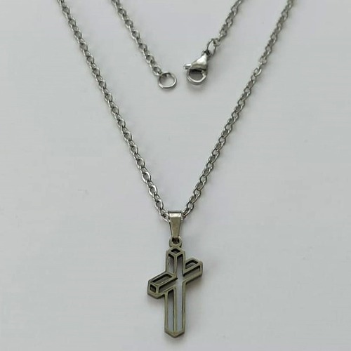GARGANTILHA EM AÇO INOXIDÁVEL - (03) - GARGANTILHA COM CORRENTE 50CM E PINGENTE CRUCIFIXO 3D 10X20MM - COMPOSIÇÃO: AÇO INOXIDÁVEL - (AÇO1987) ACGG000426