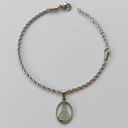PULSEIRA EM AÇO INOXIDÁVEL -  PULSEIRA CORDÃO BAIANO COM PINGENTE NOSSA SENHORA APARECIDA TAMANHO 16CM  - FECHO LAGOSTA - COMPOSIÇÃO: AÇO INOXIDÁVEL -  (AÇO1992) ACPS000701