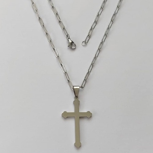 GARGANTILHA EM AÇO INOXIDÁVEL - (12753) GARGANTILHA COM CORRENTE 60CM E PINGENTE CRUCIFIXO 23X39MM - COMPOSIÇÃO: AÇO INOXIDÁVEL - (AÇO2009)ACGG000430