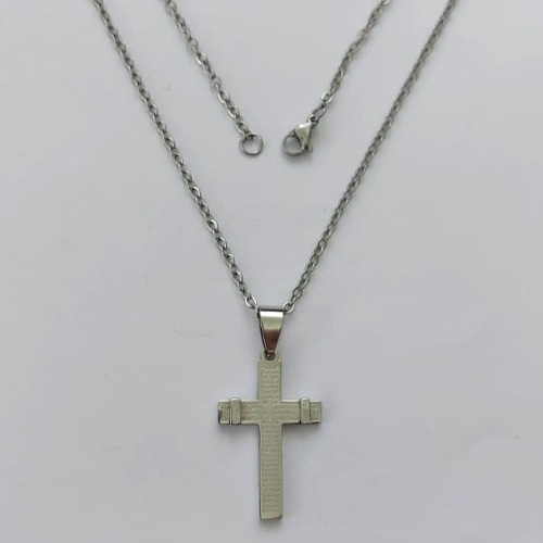 GARGANTILHA EM AÇO INOXIDÁVEL - (AÇO03) GARGANTILHA COM CORRENTE 50CM E PINGENTE CRUCIFIXO ORAÇÃO 17X28MM - COMPOSIÇÃO: AÇO INOXIDÁVEL - (AÇO2026) ACGG000442