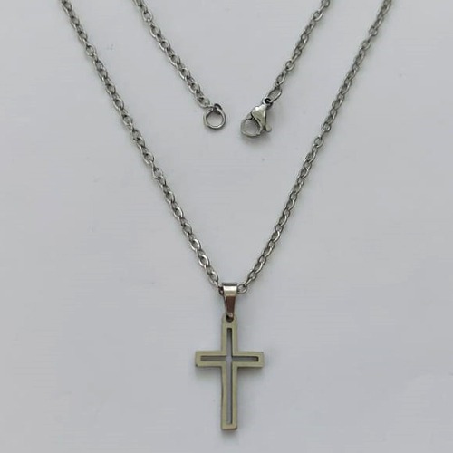 GARGANTILHA EM AÇO INOXIDÁVEL - (AÇO03) GARGANTILHA COM CORRENTE 50CM E PINGENTE CRUCIFIXO VAZADO 11X20MM - COMPOSIÇÃO: AÇO INOXIDÁVEL - (AÇO2028) ACGG000445
