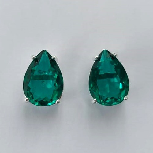 BRINCO FOLHEADA A PRATA COM 50 MILÉSIMOS + VERNIZ DIAMOND - BRINCO DE PINO BASE ALTA FUSÃO VERDE 10X14MM (PRA465) PRBR001222