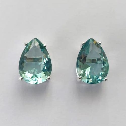 BRINCO FOLHEADA A PRATA COM 50 MILÉSIMOS + VERNIZ DIAMOND - BRINCO DE PINO BASE ALTA FUSÃO VERDE CLARO 10X14MM (PRA466) PRBR001223