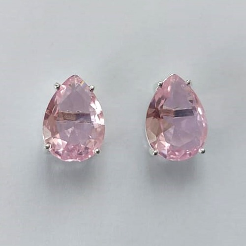 BRINCO FOLHEADA A PRATA COM 50 MILÉSIMOS + VERNIZ DIAMOND - BRINCO DE PINO BASE ALTA FUSÃO ROSA 10X14MM (PRA467) PRBR001224