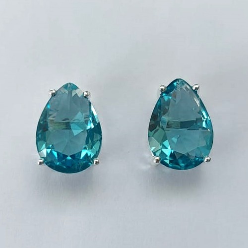 BRINCO FOLHEADA A PRATA COM 50 MILÉSIMOS + VERNIZ DIAMOND - BRINCO DE PINO BASE ALTA FUSÃO AZUL 10X14MM (PRA470) PRBR001226