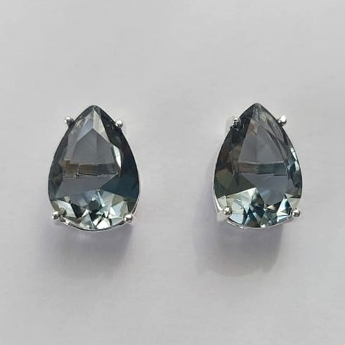 BRINCO FOLHEADA A PRATA COM 50 MILÉSIMOS + VERNIZ DIAMOND - BRINCO DE PINO BASE ALTA CINZA 10X14MM (PRA471)PRBR001227
