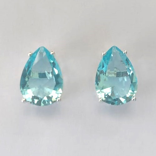 BRINCO FOLHEADA A PRATA COM 50 MILÉSIMOS + VERNIZ DIAMOND - BRINCO DE PINO BASE ALTA FUSÃO AZUL 10X14MM (PRA474) PRBR001229