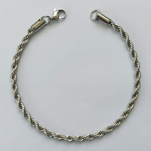 PULSEIRA EM AÇO INOXIDÁVEL - PULSEIRA CORDÃO BAIANO - LARGURA 3MM  TAMANHO 20CM - FECHO LAGOSTA - COMPOSIÇÃO: AÇO INOXIDÁVEL (AÇO2056) ACPS000711