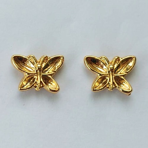 BRINCO FOLHEADO A OURO - BANHADO COM 5 MILÉSIMOS + VERNIZ DIAMOND - BRINCO DE PINO BORBOLETA 12MM - (OURO341) OUBR000254