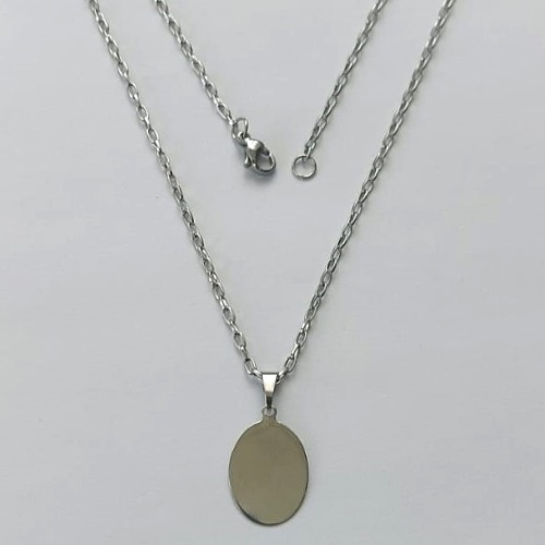 GARGANTILHA EM AÇO INOXIDÁVEL - (AÇO12) GARGANTILHA COM CORRENTE 50CM E PINGENTE OVAL 12X18MM (PEÇA PARA GRAVAÇÃO) - COMPOSIÇÃO: AÇO INOXIDÁVEL - (AÇO2096) ACGG000456