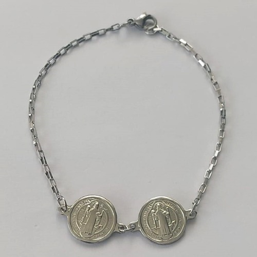 PULSEIRA EM AÇO INOXIDÁVEL- (ACO1012) - PULSEIRA SÃO BENTO 12MM TAMANHO 18CM - FECHO LAGOSTA - COMPOSIÇÃO: AÇO INOXIDÁVEL - (AÇO2125) ACPS000716