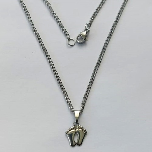 GARGANTILHA EM AÇO INOXIDÁVEL -  GARGANTILHA COM CORRENTE( ACO01) 45CM E PINGENTE PEZINHO 9MM - COMPOSIÇÃO: AÇO INOXIDÁVEL - (AÇO2137) ACGG000475