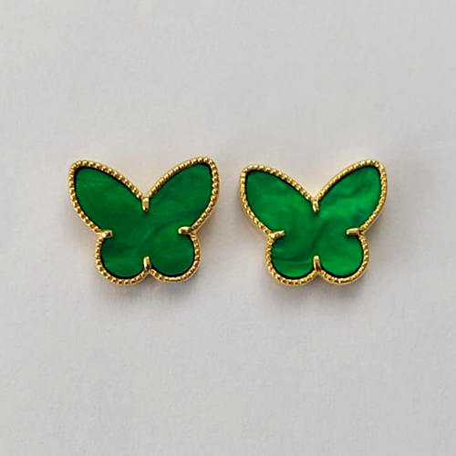 BRINCO FOLHEADO A OURO - BANHADO COM 5 MILÉSIMOS + VERNIZ DIAMOND - (BRJ4094) BRINCO DE PINO BORBOLETA VERDE 14MM (OURO373) OUBR000270