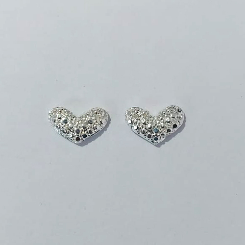 BRINCO FOLHEADA A PRATA COM 50 MILÉSIMOS + VERNIZ DIAMOND - BRINCO DE PINO CORAÇÃO 12MM (PRA568) PRBR001309