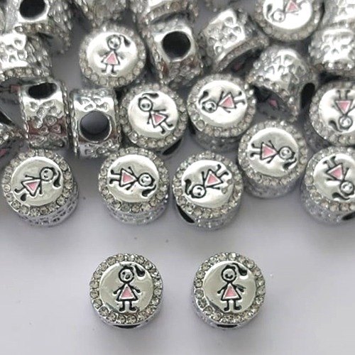 BERLOQUE PARA PULSEIRAS - REDONDO COM BRILHOS E MENINA 10MM (VENDIDO POR UNIDADE) - (BIJU00017) PRBJ000009