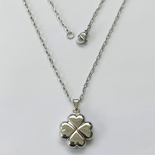 GARGANTILHA EM AÇO INOXIDÁVEL - (ACO12) GARGANTILHA COM CORRENTE 50CM E PINGENTE TREVO 4 FOLHAS 18MM - COMPOSIÇÃO: AÇO INOXIDÁVEL - (AÇO2190) ACGG000485