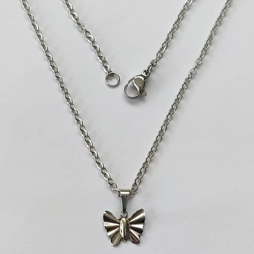 GARGANTILHA EM AÇO INOXIDÁVEL - (ACO03C) GARGANTILHA COM CORRENTE 45CM E PINGENTE BORBOLETA 11MM - COMPOSIÇÃO: AÇO INOXIDÁVEL - (AÇO2186) ACGG000488