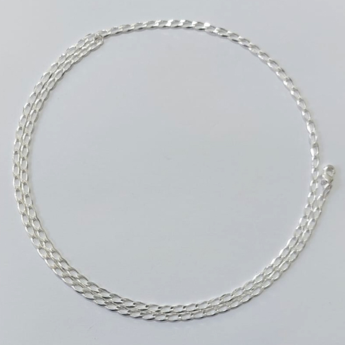 CORRENTE FOLHEADA A PRATA COM 50 MILÉSIMOS + VERNIZ DIAMOND - CORRENTE - TAMANHO: 60CM LARGURA 2,5MM E FECHO LAGOSTA -PRCR000156
