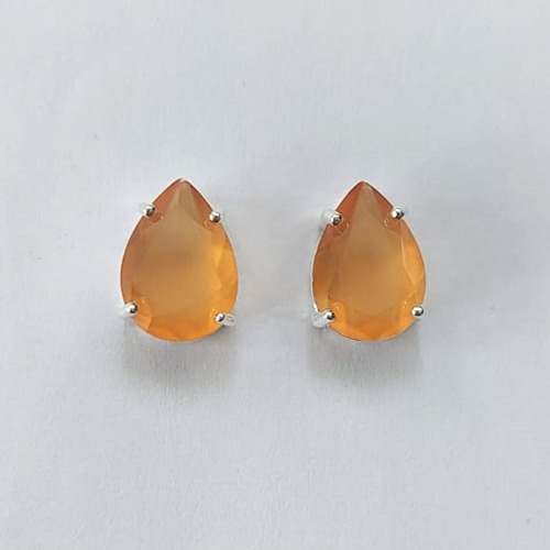 BRINCO FOLHEADA A PRATA COM 50 MILÉSIMOS + VERNIZ DIAMOND - BRINCOS DE PINO COM BASE EM ALTA FUSÃO E PEDRA EM ZIRCÔNIA GOTA 10X14MM (PRA756)RBR001411