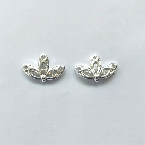 BRINCO FOLHEADA A PRATA COM 50 MILÉSIMOS + VERNIZ DIAMOND - BRINCOS DE PINO CRAVEJADOS 12MM (PRA746) PRBR001420